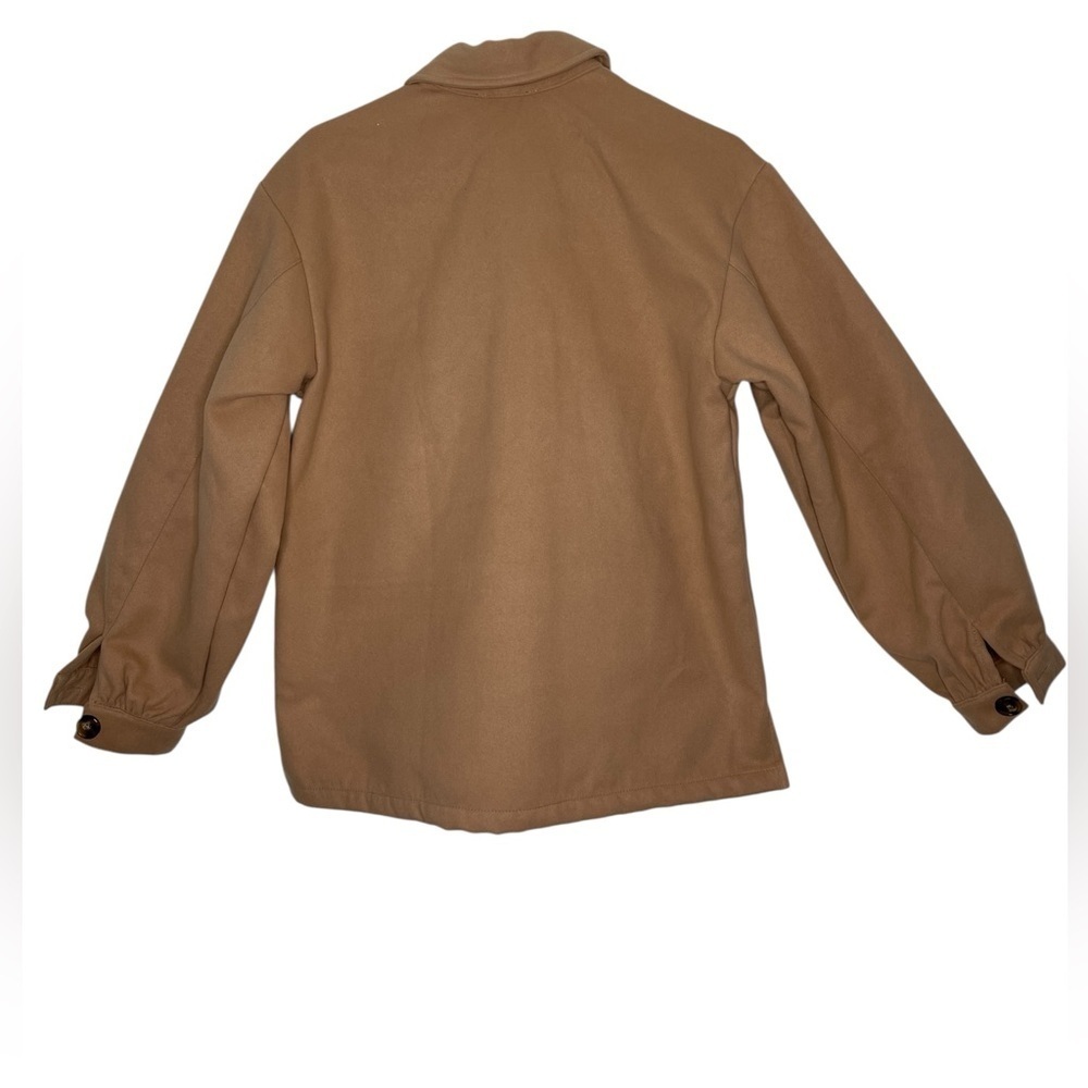 NWT Mudpie Tan Felt Shacket Button Down Oversized Relaxed Cozy Winter Size Small - Picture 3 of 12